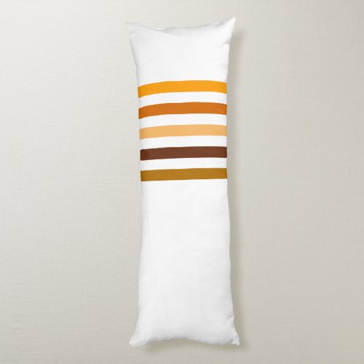 Tan Brown Orange Vertikal Stripes Monogramm Seitenschläferkissen (Rückseite (Vertikal))