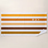 Tan Brown Orange Vertikal Stripes Monogramm Strandtuch (Vorderseite)