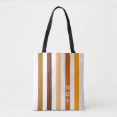 Tan Brown Orange Vertikal Stripes Monogramm Tasche (Vorderseite)