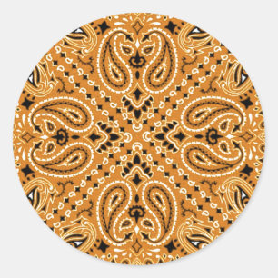 Tan Brown Paisley Western Bandana Scarf Print Runder Aufkleber