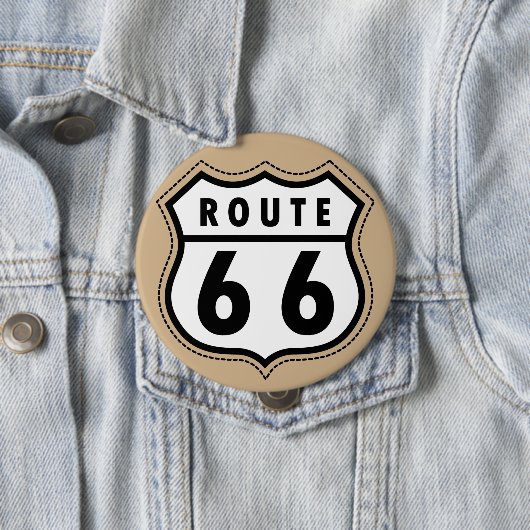 Tan Brown Route 66 Straßenschild Button (Beispiel)