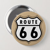 Tan Brown Route 66 Straßenschild Button (Vorne & Hinten)