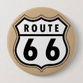 Tan Brown Route 66 Straßenschild Button (Vorderseite)