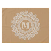 TAN Brown und elegantes Sahnemonogramm Tischdecke (Vorderseite (Horizontal))