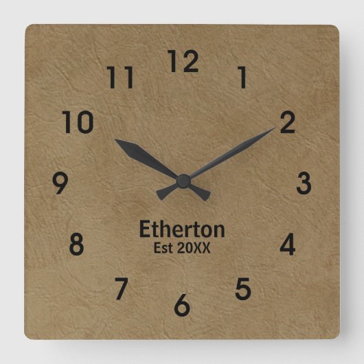 Tan Brushed Stucco Print Pattern Acryluhr Quadratische Wanduhr (Vorderseite)