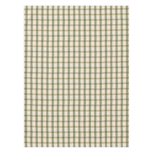 Tan Buffalo Kariert mit Grün und Elfenbein Tischdecke (Vorderseite)