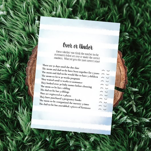 Tan Bunny Blue Over Under Baby Showgame Einladung