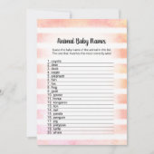 Tan Bunny Coral Animal Baby Names Game Card Einladung (Vorderseite)