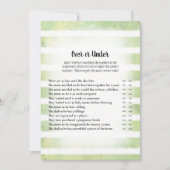 Tan Bunny Green Over Under Baby Showgame Einladung (Vorderseite)