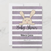 Tan Bunny Lila Baby Candy Baby Shooting Game Einladung (Rückseite)