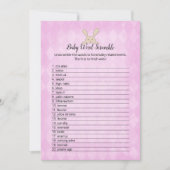 Tan Bunny Lila Raute Baby Word Scramble Game Einladung (Vorderseite)