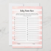 Tan Bunny Pink Baby Name Race Game Card Einladung (Vorderseite)