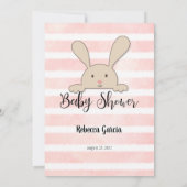 Tan Bunny Pink Kinderzimmer Rhymes Quiz Spiel Einladung (Rückseite)