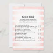 Tan Bunny Pink Over Under Baby Showgame Einladung (Vorderseite)