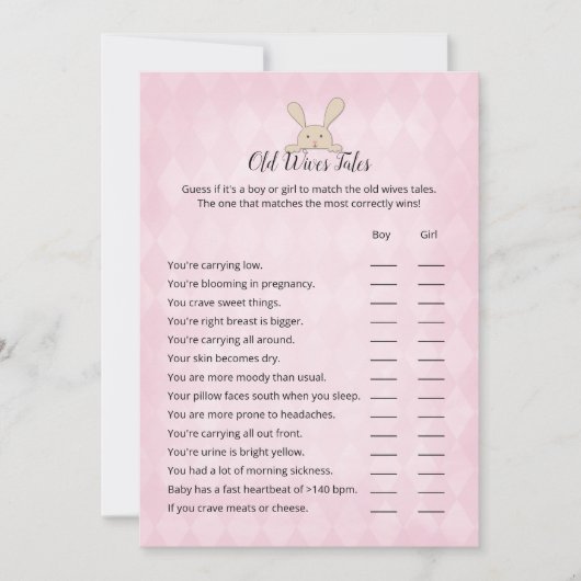 Tan Bunny Pink Raute Alte Ehefrauen Tales Spiel Einladung (Vorderseite)