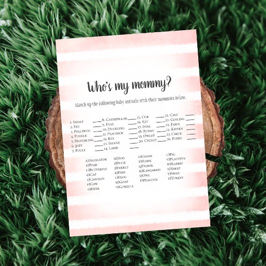 Tan Bunny Pink Wer ist mein Mama Baby Shower Game Einladung