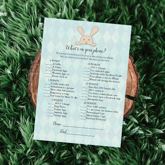 Tan Bunny Rabbit Aqua Was ist auf deinem Handyspie Einladung