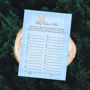 Tan Bunny Rabbit Blue Raute Baby Products Game Einladung