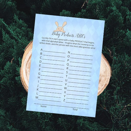 Tan Bunny Rabbit Blue Raute Baby Products Game Einladung