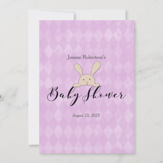 Tan Bunny Rabbit Lila Was ist auf deinem Handyspie Einladung (Rückseite)