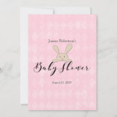 Tan Bunny Rabbit Pink Baby Candy Dusche Spiel Einladung (Rückseite)