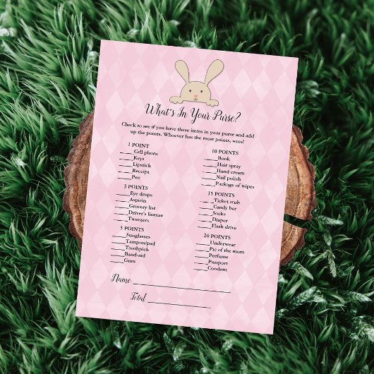 Tan Bunny Rabbit Pink Was ist in deinem Handspiel Einladung