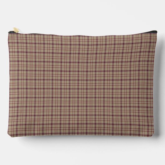 Tan Burgundy Plaid Classic Pattern Retro Zubehörtasche (Vorderseite)
