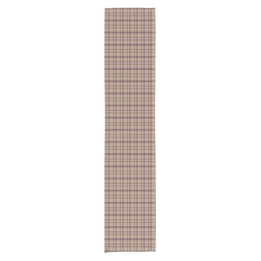 Tan Burgundy Plaid Classic Pattern Table Runner Kurzer Tischläufer (Vorderseite)