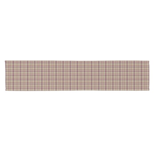 Tan Burgundy Plaid Classic Pattern Table Runner Kurzer Tischläufer (Horizontal)