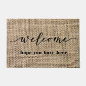 Tan Burlap Look Willkommen hoffen, dass Sie lustig Fußmatte (Vorderseite)