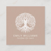 Tan Celtic Tree of Life Coach Quadratische Visitenkarte (Vorderseite)