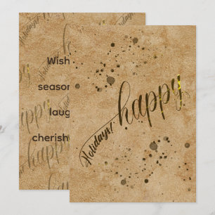 Tan Chamois Leather Print Flat Holiday Card Feiertagskarte