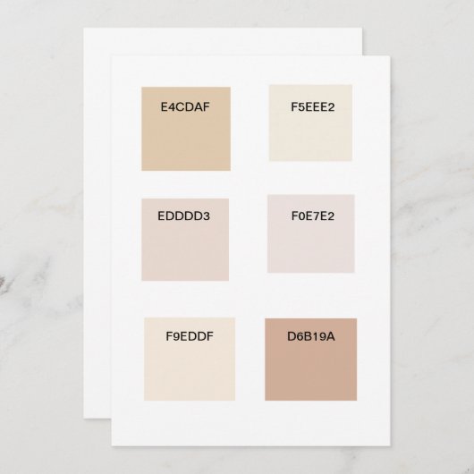 Tan Champagne Color Swatch Einladung (Vorne/Hinten)
