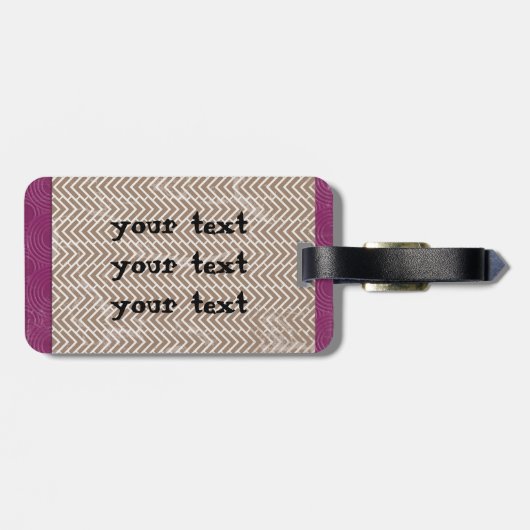 Tan Chevrons Gepäckanhänger mit Ledergurt (Rückseite horizontal)