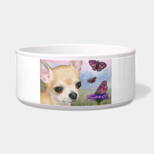 Tan Chihuahua Dog 92 Schmetterling Blume Napf