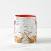Tan Chihuahua Dog Santa Woof Hintergrund Weihnacht Tasse (Zentrum)