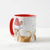 Tan Chihuahua Dog Santa Woof Hintergrund Weihnacht Tasse (Vorderseite Links)