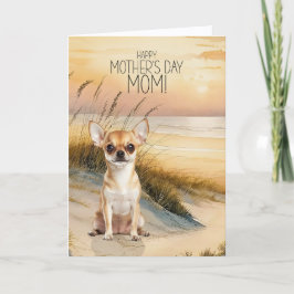 Tan Chihuahua Dog Sunset Beach Mother's Day Feiertagskarte
