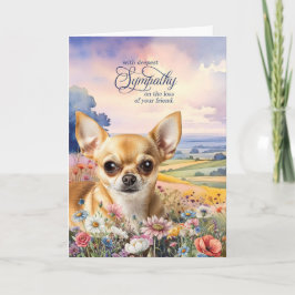 Tan Chihuahua Field of Wildflowers Pet Sympathy Karte