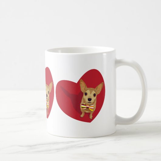 Tan Chihuahua mit einer Bogen-Krawatte im roten He Kaffeetasse (Rechts)