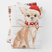Tan Chihuahua Weihnachtshund Kariert Geschenkpapier Set (Beispiel)