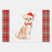 Tan Chihuahua Weihnachtshund Kariert Geschenkpapier Set (Vorderseite)