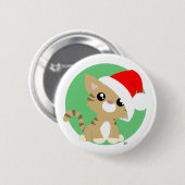 Tan Christmas Kitty Button (Vorne & Hinten)