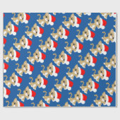 Tan Christmas Kitty Wrapping Paper Geschenkpapier (Flach)
