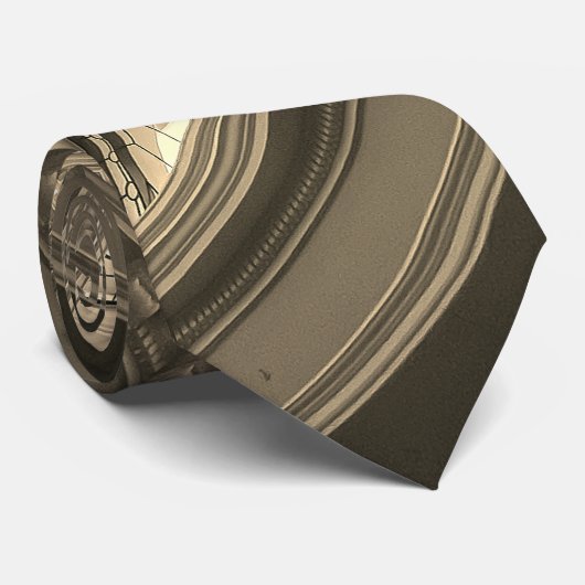 Tan Circular Pattern Krawatte (Gerollt)