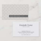 Tan Clover Pattern/Graue Bar Business Card Design Visitenkarte (Vorne/Hinten)