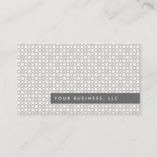 Tan Clover Pattern/Graue Bar Business Card Design Visitenkarte (Vorderseite)