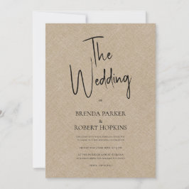 Tan Color linen Simple BlackScript Willkommen lade Einladung