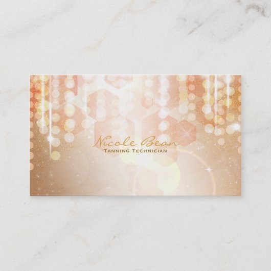 Tan Coral & Cream Glamour Lights Business Card Visitenkarte (Vorderseite)