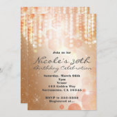 Tan Coral & Cream Glamour Lights Party Einladungen (Vorne/Hinten)